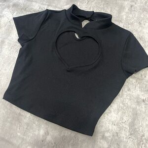 Black Heart Cutout Women's Top